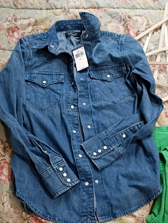 Ralph Lauren Tops - Ralph Lauren Light Blue Denim Snap Western Shirt Size S
